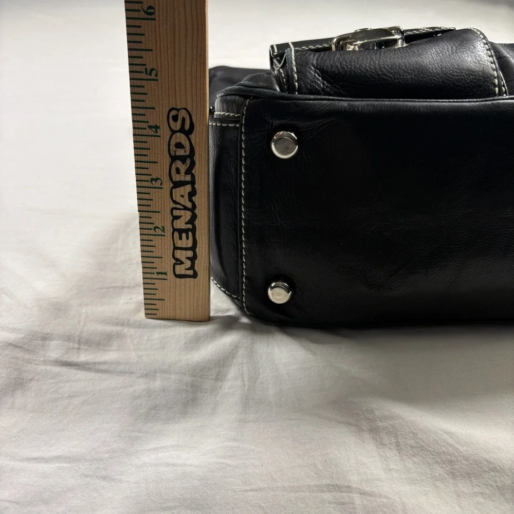 Authentic Marc Jacobs Shoulder Bag Black Pre-Owned Leather Push Lock Hobo - Picture 6 of 12